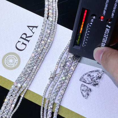 5mm Moissanite Tennis Chain Necklace for Women – S925 Sterling Silver Luxury Hip Hop Jewelry - CaratixJewelry
