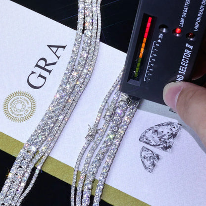 Moissanite Tennis Chain Necklace – S925 Sterling Silver Luxury Hip Hop Jewelry for Men & Women - CaratixJewelry