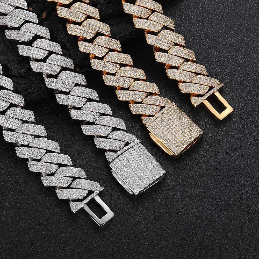 25mm 3-Row Full Zircon Iced Out Cuban Chain Necklace - CaratixJewelry
