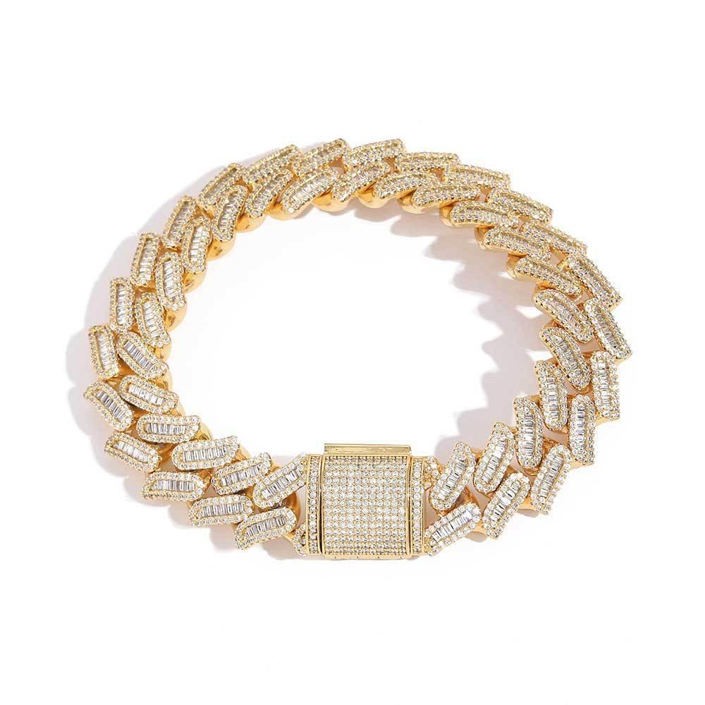 15mm Miami Cuban Chain Bracelet with Zircon - CaratixJewelry