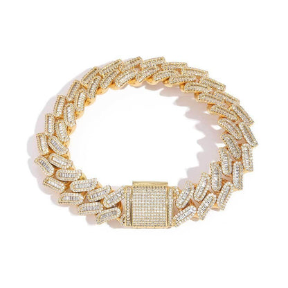 15mm Miami Cuban Chain Bracelet with Zircon - CaratixJewelry