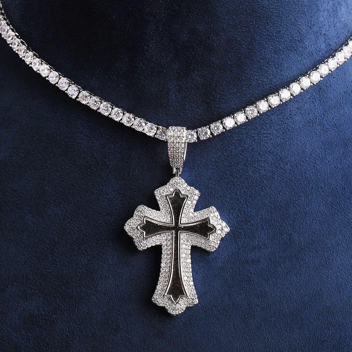 Iced Out Classic Cross Pendant | Men's Heavyweight Real Copper CZ Necklace - CaratixJewelry