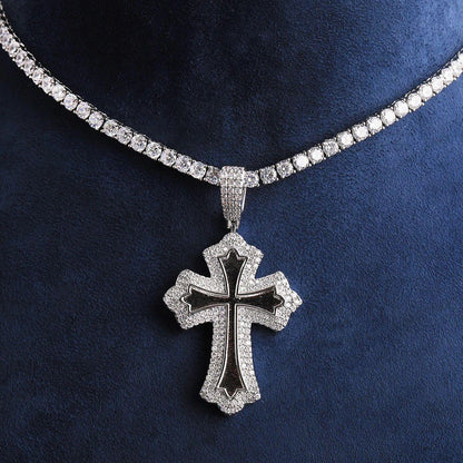 Iced Out Classic Cross Pendant | Men's Heavyweight Real Copper CZ Necklace - CaratixJewelry
