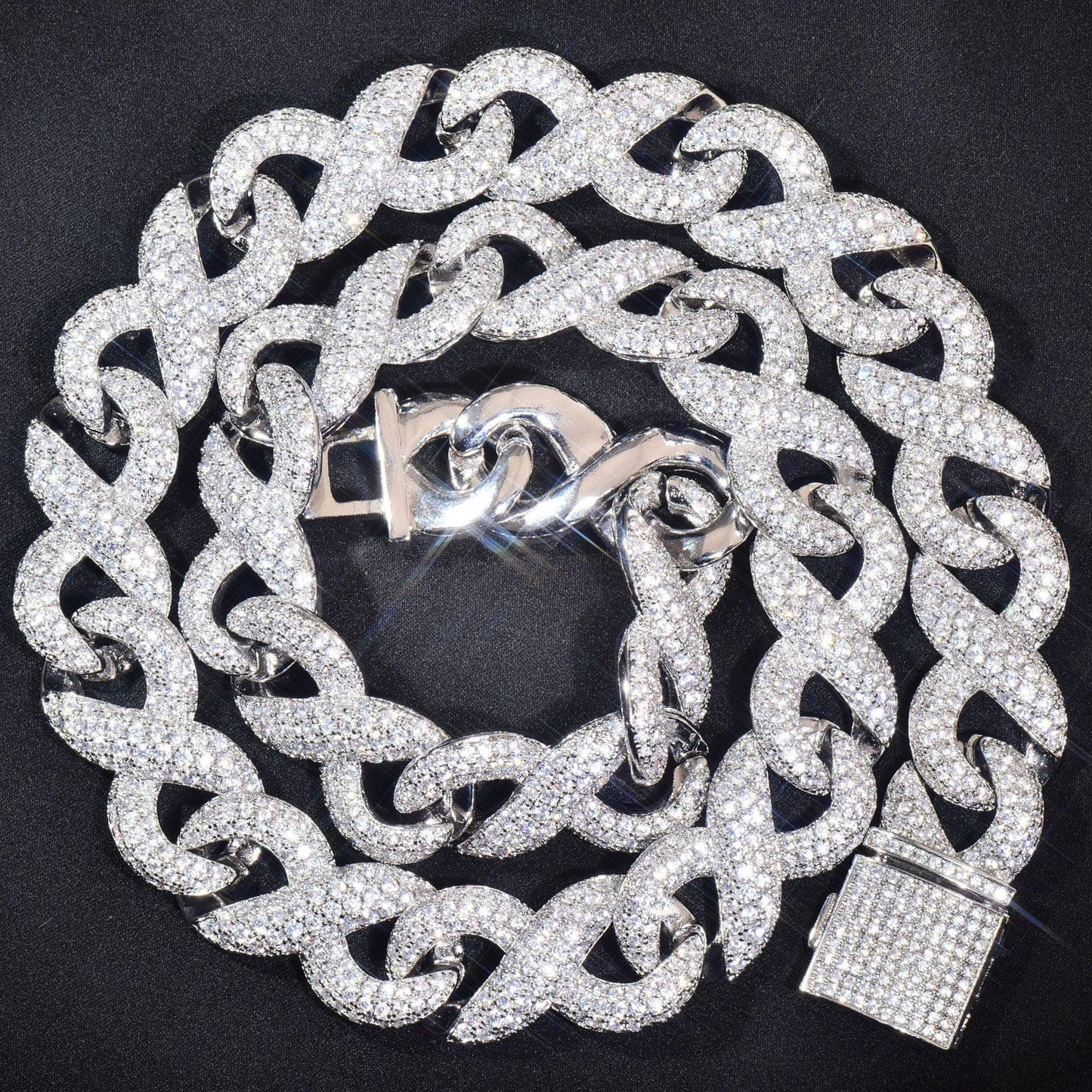 15mm Iced Out 8-Bit Cuban Chain Necklace with Full Zircon Stones - CaratixJewelry