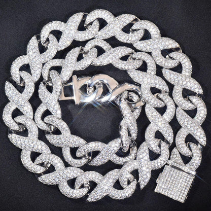 15mm Iced Out 8-Bit Cuban Chain Necklace with Full Zircon Stones - CaratixJewelry