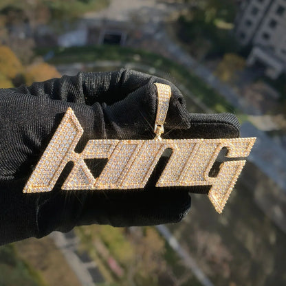 Blade Letter Pendant Necklace | Iced Out CZ DIY Number & Initial Hip Hop Jewelry - CaratixJewelry