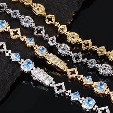 Custom Blue Gemstone Necklace with Zircon Stones for Women | Luxury Hip Hop Jewelry – Caratix Jewelry - CaratixJewelry