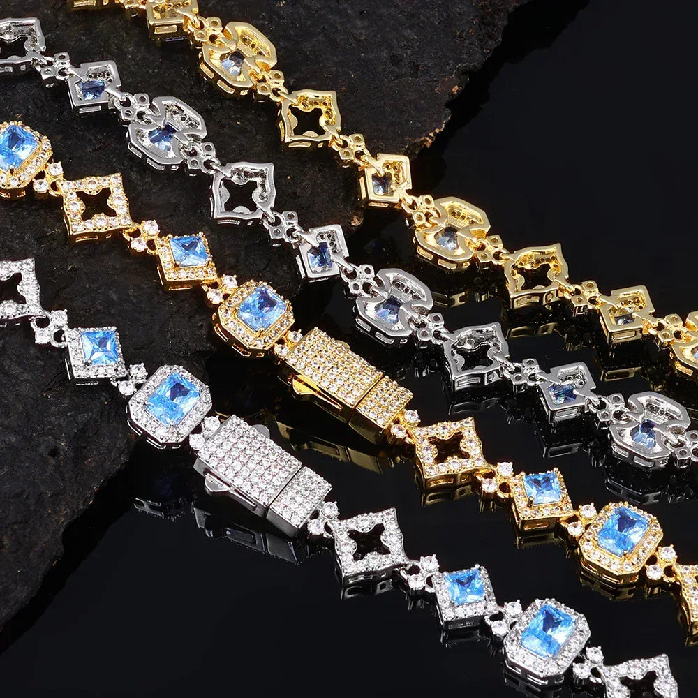 11mm Geometric Blue Zircon Hip Hop Jewelry Necklace for Men | Caratix Jewelry - CaratixJewelry