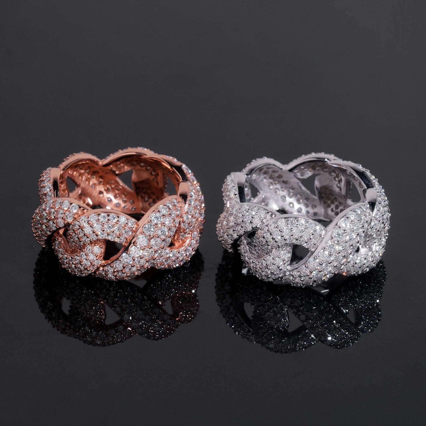 D-Color Moissanite Figure-Eight Ring | S925 Silver Unisex Iced Out Fashion Jewelry - CaratixJewelry