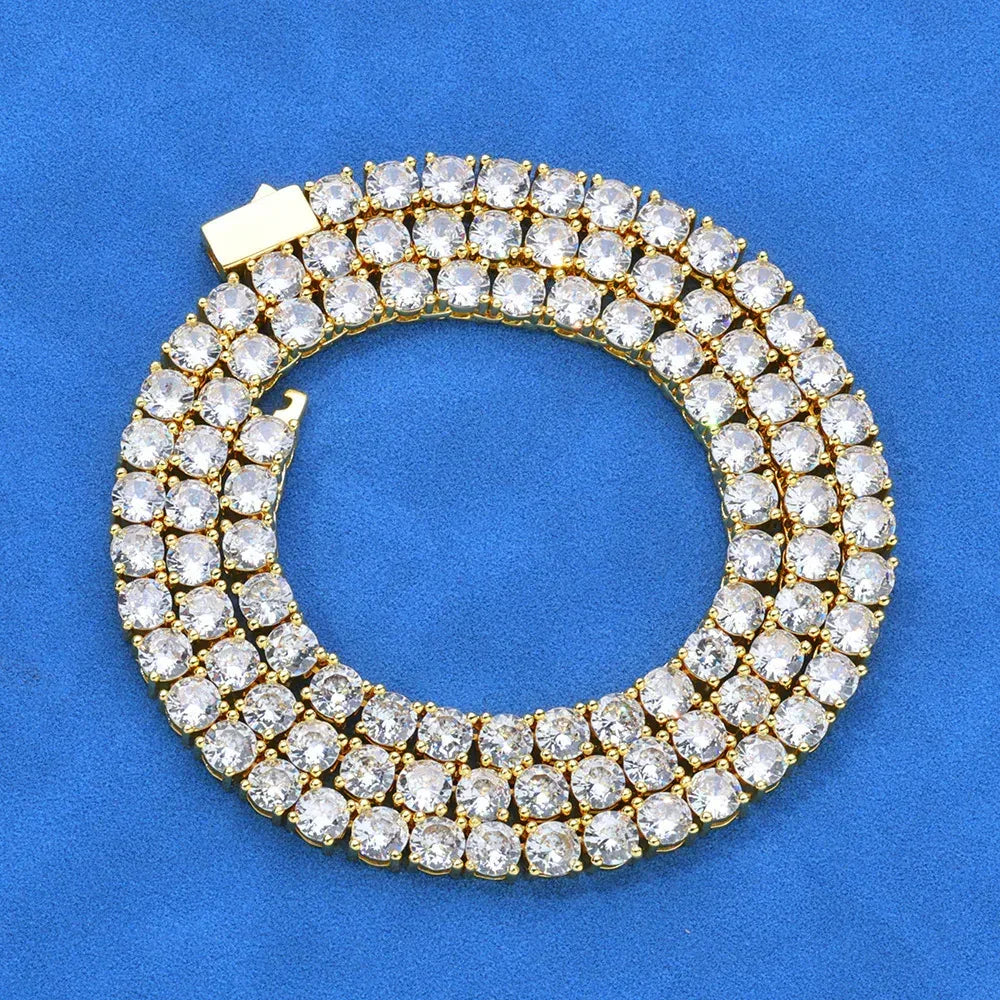 Moissanite Tennis Chain with Spring Clasp for Men – S925 Sterling Silver Luxury Hip Hop Necklace - CaratixJewelry
