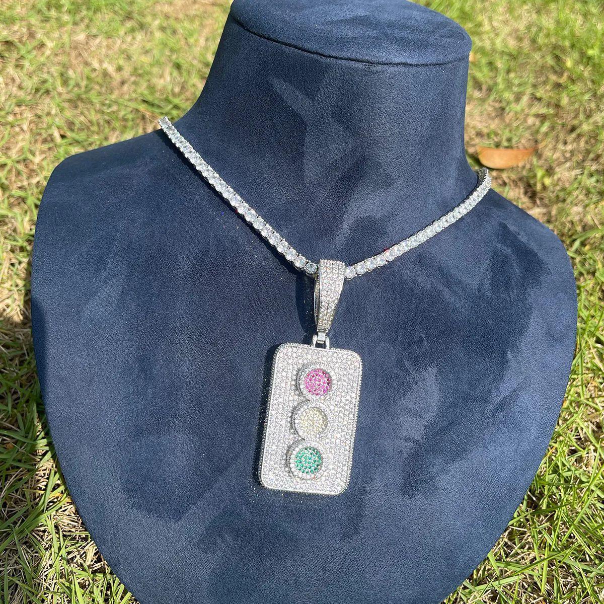 Men's "Always On Go" Necklace | Multi-Color CZ Street Light Jewelry Caratix - CaratixJewelry