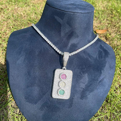Men's "Always On Go" Necklace | Multi-Color CZ Street Light Jewelry Caratix - CaratixJewelry