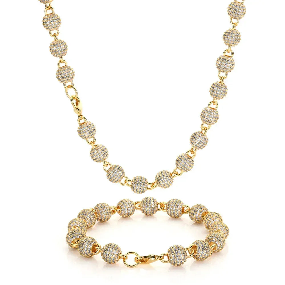 8mm Iced Out Bead Chain Necklace Zircon Rapper Chain Style for Men | Caratix Jewelry - CaratixJewelry