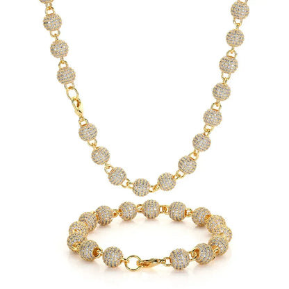 8mm Iced Out Bead Chain Necklace Zircon Rapper Chain Style for Men | Caratix Jewelry - CaratixJewelry