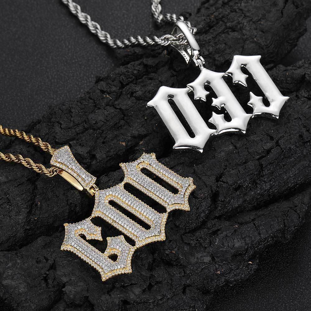 Custom Spiked Letter Pendant Necklace with Zircon Stones for Men | Caratix Jewelry - CaratixJewelry