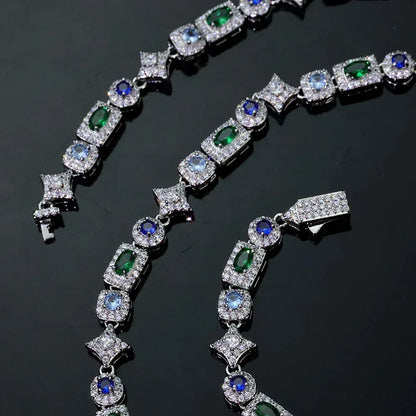 6mm Geometric Color Zircon Hip Hop Necklace Rapper Iced Out Chain Style | Caratix Jewelry - CaratixJewelry