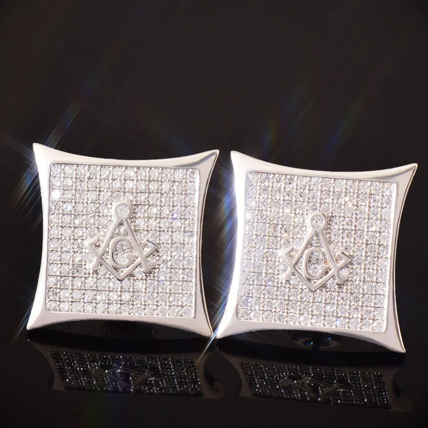 Small Round Iced Out Stud Earrings with Zircon | Creative & Trendy Hip Hop Jewelry | Caratix Jewelry - CaratixJewelry