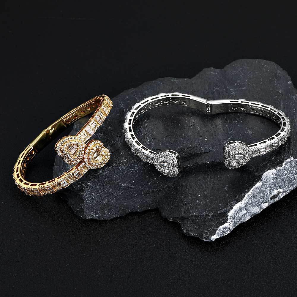 Heart-Shaped Zircon Stone Bracelet for Men | Punk Style Hip Hop Jewelry | Caratix Jewelry - CaratixJewelry