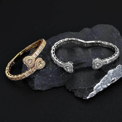 Heart-Shaped Zircon Stone Bracelet for Men | Punk Style Hip Hop Jewelry | Caratix Jewelry - CaratixJewelry
