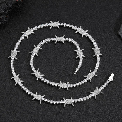 Thorn Tennis Chain Zircon Necklace with Spring Clasp for Men & Women | Caratix Jewelry - CaratixJewelry