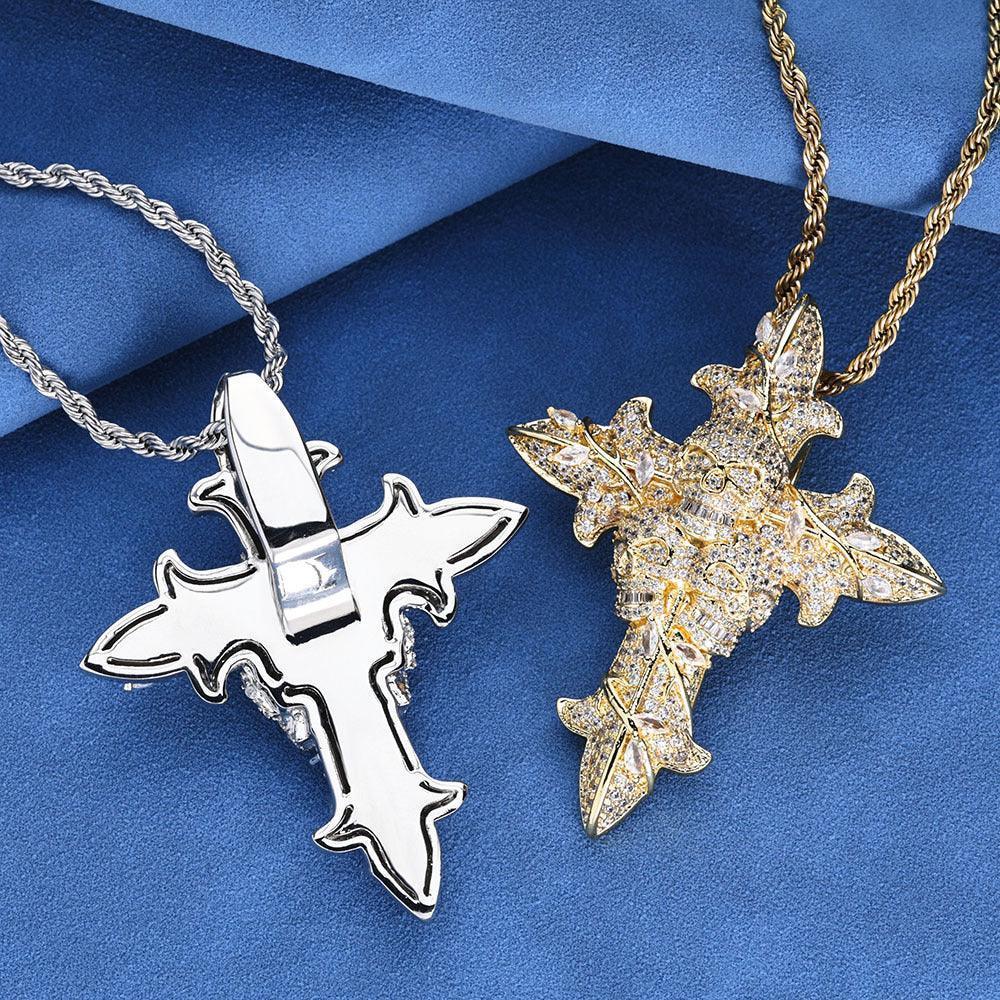 Custom Skull Cross Pendant Necklace Moissanite Hip Hop Jewelry | Caratix Jewelry - CaratixJewelry