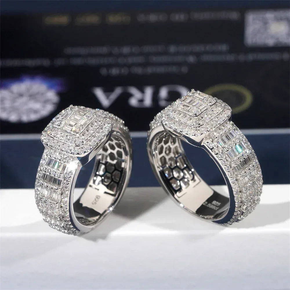 T-Cut Moissanite Men’s Ring | S925 Silver Full Iced Out Hip Hop Jewelry - CaratixJewelry