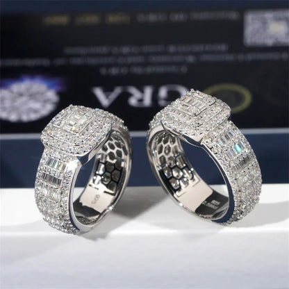 T-Cut Moissanite Men’s Ring | S925 Silver Full Iced Out Hip Hop Jewelry - CaratixJewelry