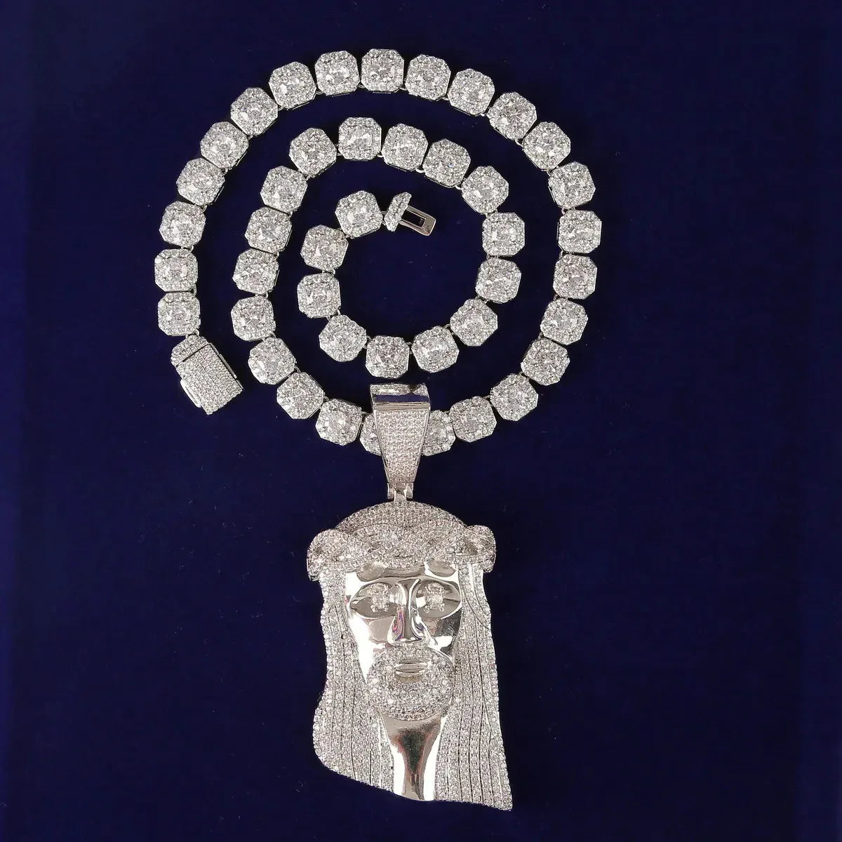 Large Iced Out Jesus Head Pendant | Big Face Messiah Necklace | Unisex Hip Hop Rock Jewelry | Copper CZ Bling | Caratix - CaratixJewelry