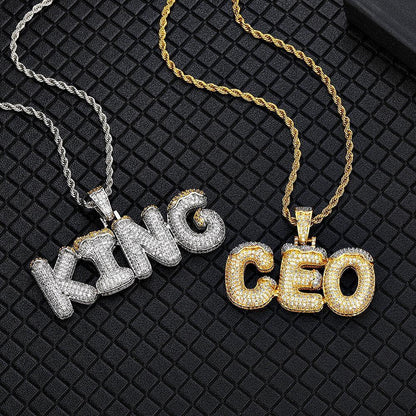 DIY Christmas Letter Pendant Necklace with Zircon Stones for Men | Caratix Jewelry - CaratixJewelry