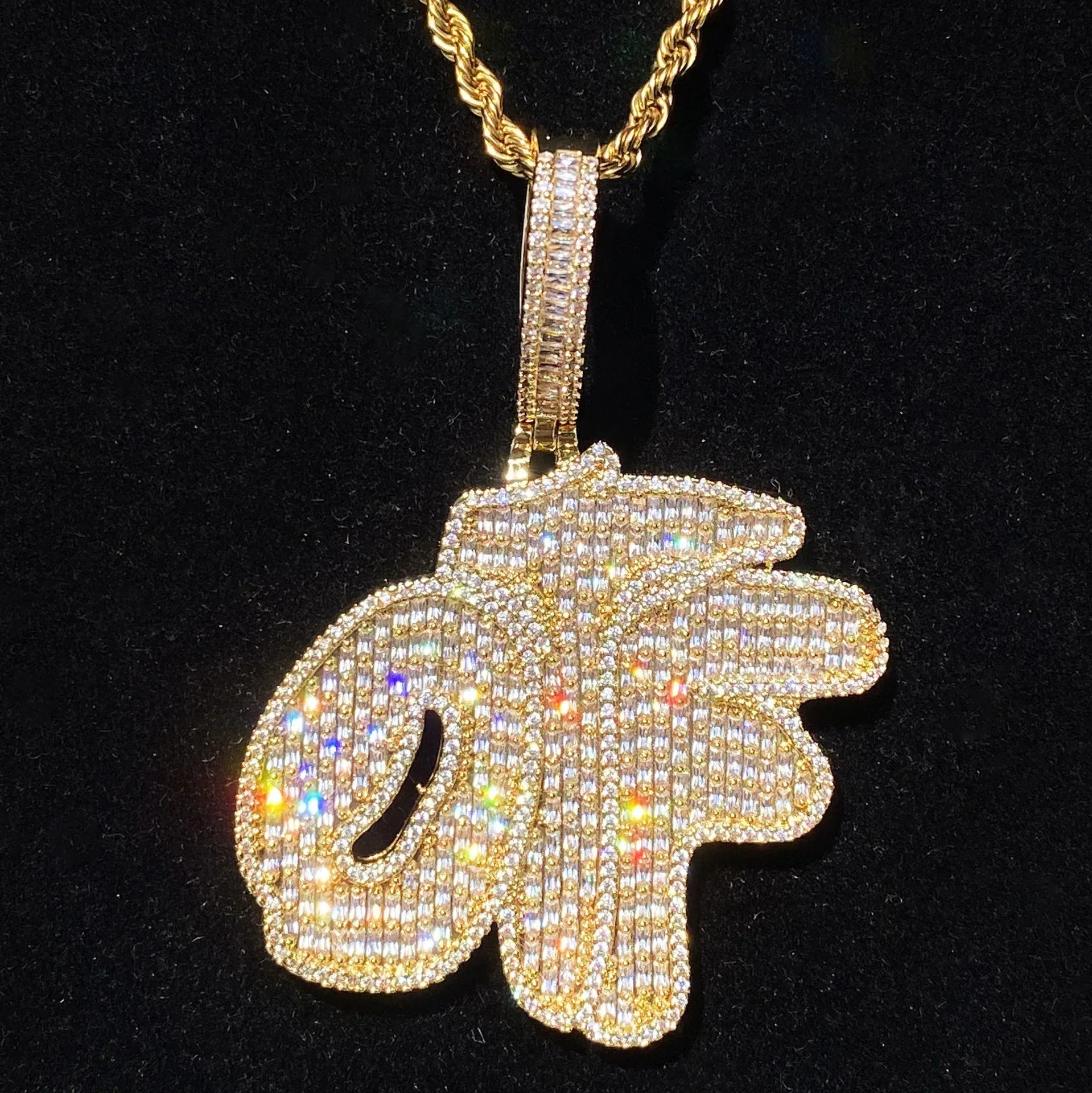 Iced Out "OTF" Letter Pendant for Women | Ladies Real Copper CZ Necklace - CaratixJewelry