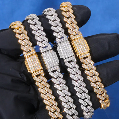 8mm Double-Row Moissanite Cuban Link Chain – S925 Sterling Silver Iced-Out Luxury Hip Hop Men’s Statement Necklace - CaratixJewelry