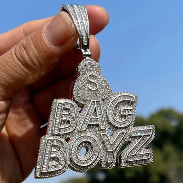 Men's Hip Hop Word Necklace | Premium Copper CZ Money Gang Jewelry Caratix - CaratixJewelry