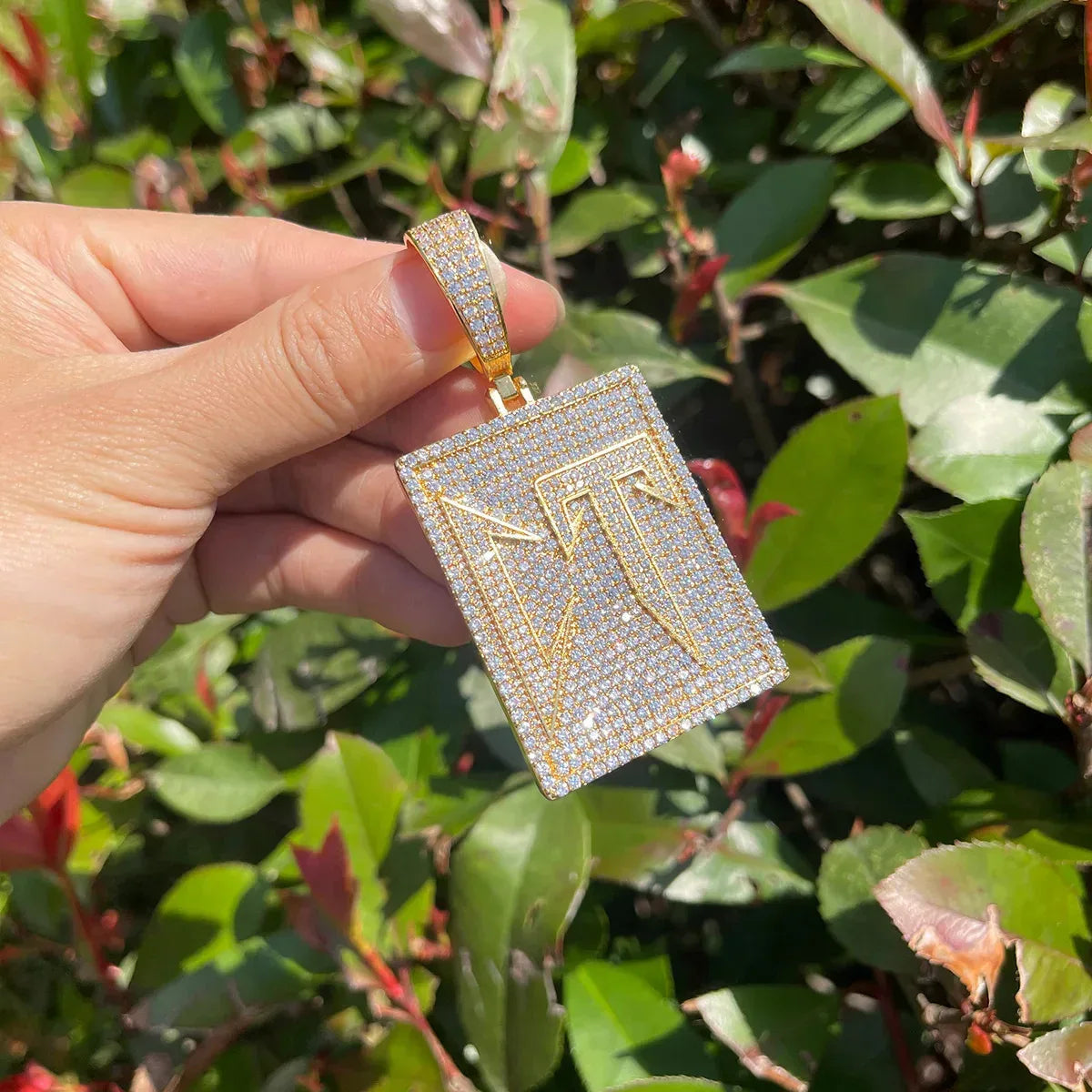 Men's Corridos Tumbados Initial Necklace | Premium Copper CZ Hip Hop Medallion Caratix - CaratixJewelry