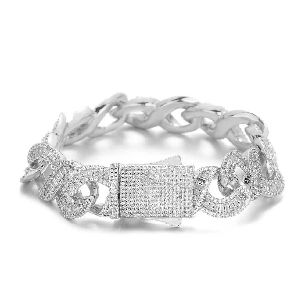 Infinity 8 Link Cuban Chain Bracelet with T-Shaped Zircon - CaratixJewelry