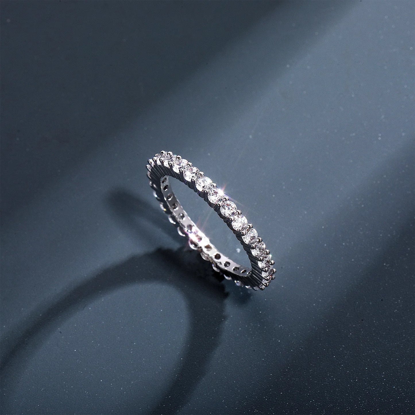 Minimalist Micro-Pave Round Ring - Stackable Zirconia Band | Caratix
