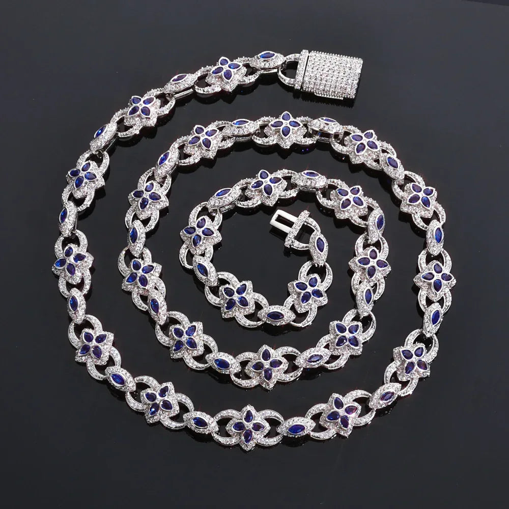 Men's Iced Out Evil Eye Infinity 8 Clover Chain | Flip Clasp Gold Chain Rapper Necklace | Custom Gemstone Bling | Caratix - CaratixJewelry