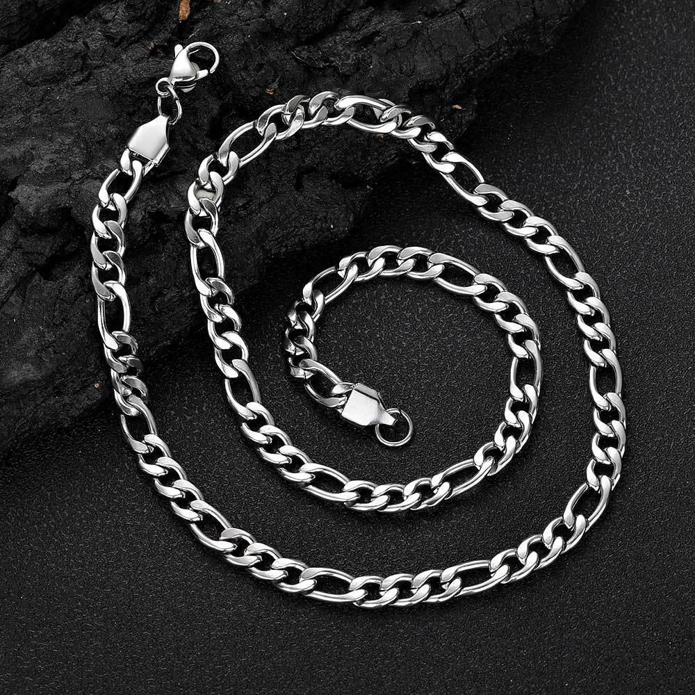 Lobster Clasp Stainless Steel Figaro Chain Necklace Titanium Steel for Men | Caratix Jewelry - CaratixJewelry