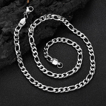 Lobster Clasp Stainless Steel Figaro Chain Necklace Titanium Steel for Men | Caratix Jewelry - CaratixJewelry