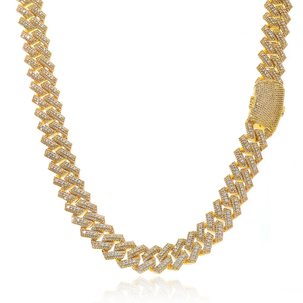Custom 20mm Rhombus Triple-Row Cuban Necklace - CaratixJewelry