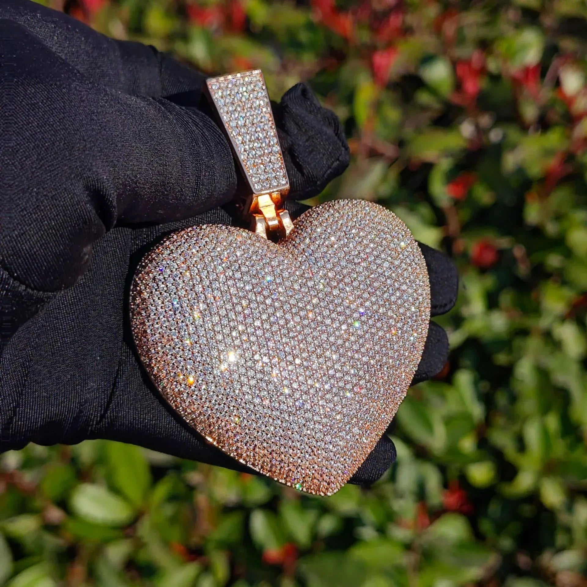 Iced Out Big Heart Pendant Cuban Chain Necklace – Hip Hop CZ Heavy Luxury Jewelry - CaratixJewelry
