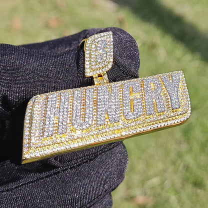 Huncry Letter Pendant Necklace | CZ Iced Out Hip Hop Streetwear Jewelry - CaratixJewelry