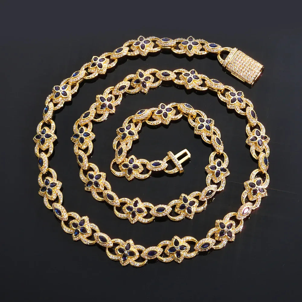 Men's Iced Out Evil Eye Infinity 8 Clover Chain | Flip Clasp Gold Chain Rapper Necklace | Custom Gemstone Bling | Caratix - CaratixJewelry