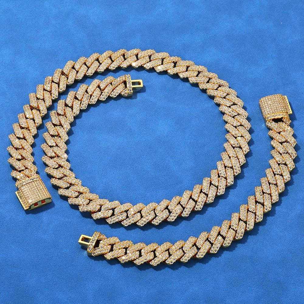 14mm Iced Out Cut Cuban Chain Necklace Double Row Zircon - CaratixJewelry