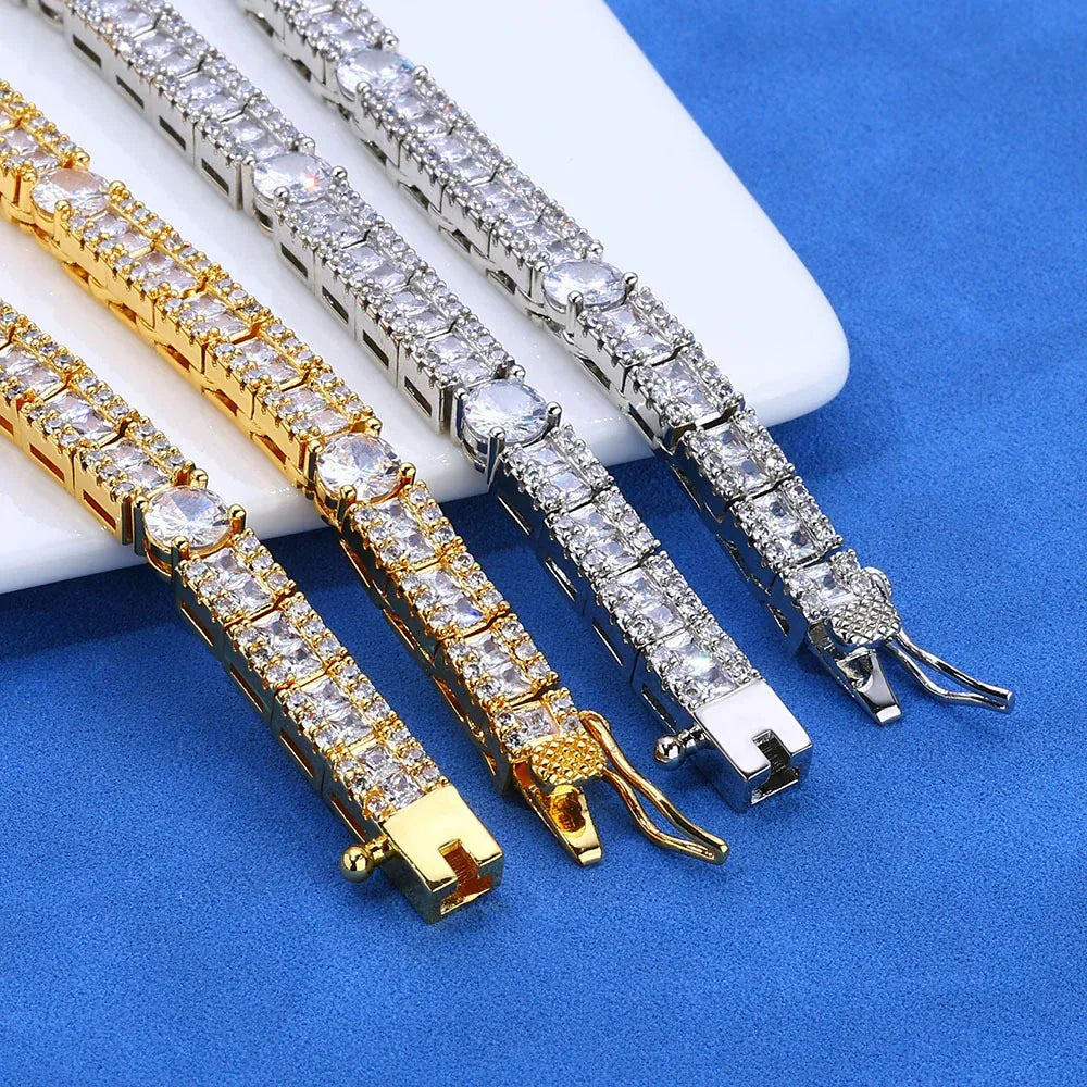 Custom 6mm Mixed-Cut Round & Square Tennis Chain Hip Hop Bling | Caratix - CaratixJewelry