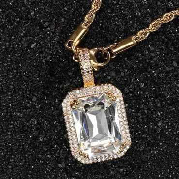 Custom Colored Gemstone Pendant Necklace with Zircon Stones for Men and Women | Caratix Jewelry - CaratixJewelry