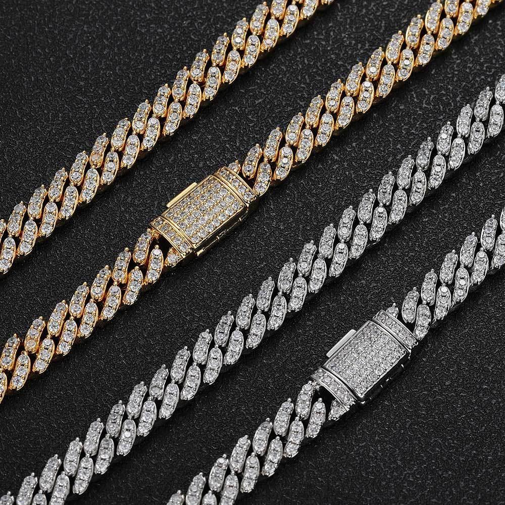 8mm Iced Out Cuban Chain Necklace Single Row Zircon - CaratixJewelry