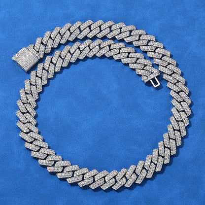 14mm Iced Out Cut Cuban Chain Necklace Double Row Zircon - CaratixJewelry