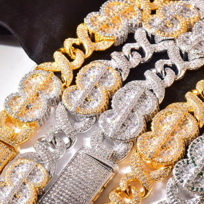 Infinity Dollar Chain Necklace with Copper & Zircon | Trendy Hip Hop Jewelry | Caratix Jewelry - CaratixJewelry