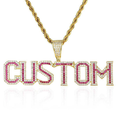 Colorful Zircon Letter Pendant Necklace with Letter Combination for Men | Caratix Jewelry - CaratixJewelry