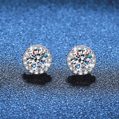 Moissanite Bezel Magnetic Earrings - 925 Sterling Silver | Caratix